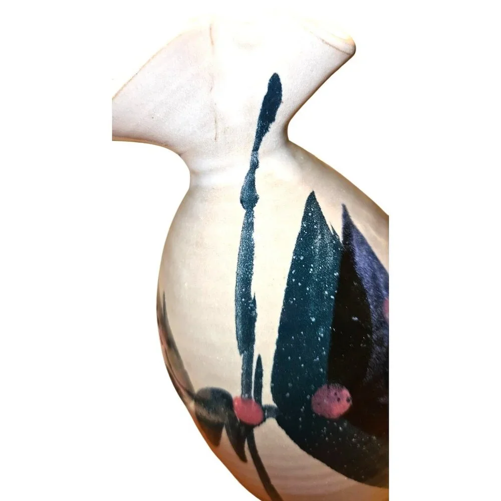 Vase‎ Ceramic Handcrafted Signed RTMD Abstract Floral 8